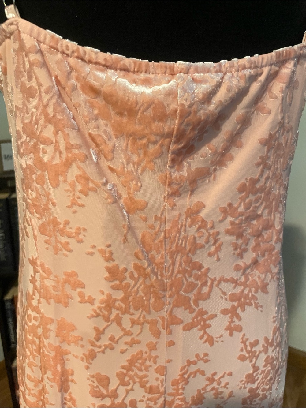 Peach Velvet Floral Midi Dress - Picture 5 of 5